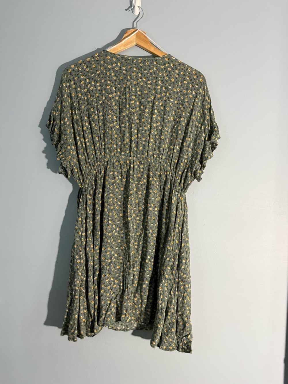 Olive Floral Button-Front Tie-Waist Dress - Picture 6 of 6